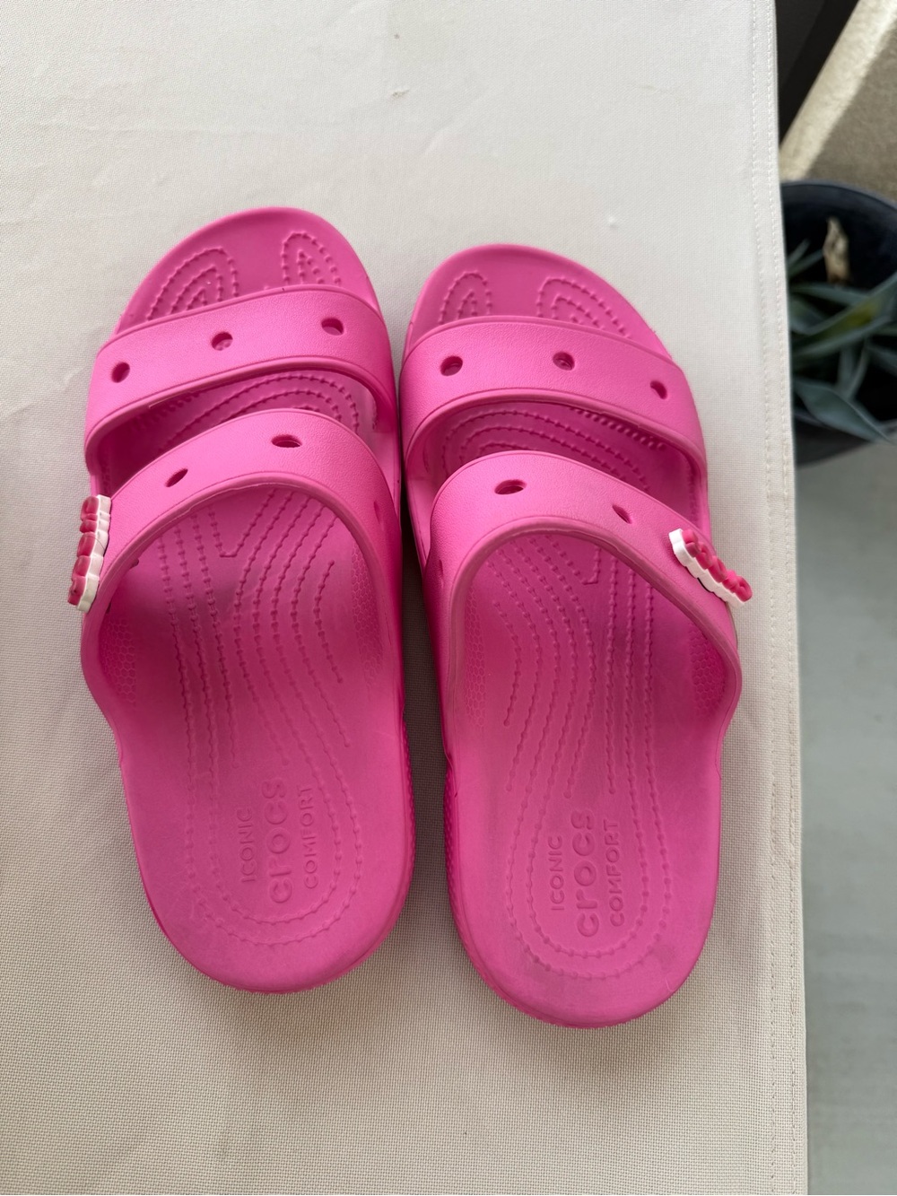 Crocs Double Strap Slide Sandals - Hot Pink